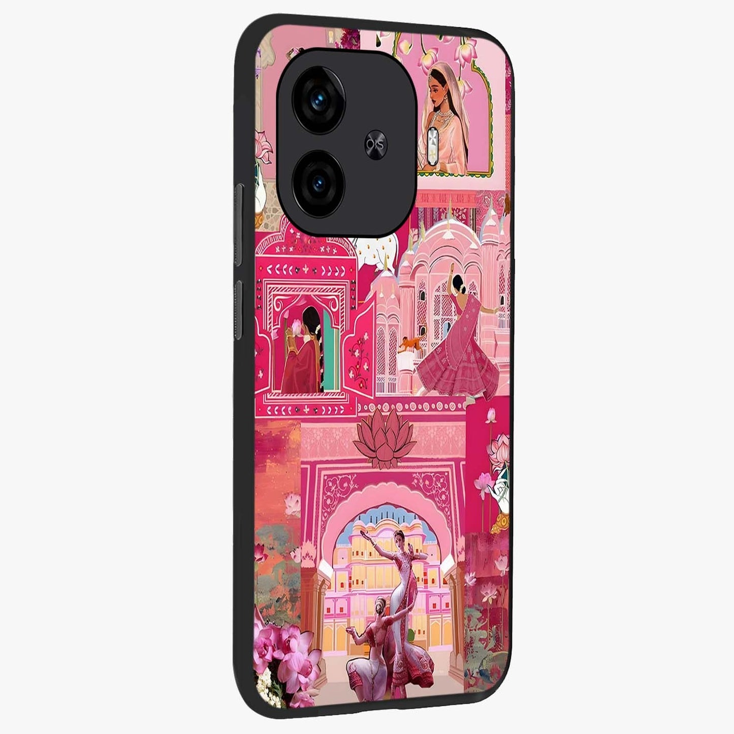 Pink Palace Muse Glass Case upright view showcasing artistic palace artwork with graceful royal theme.