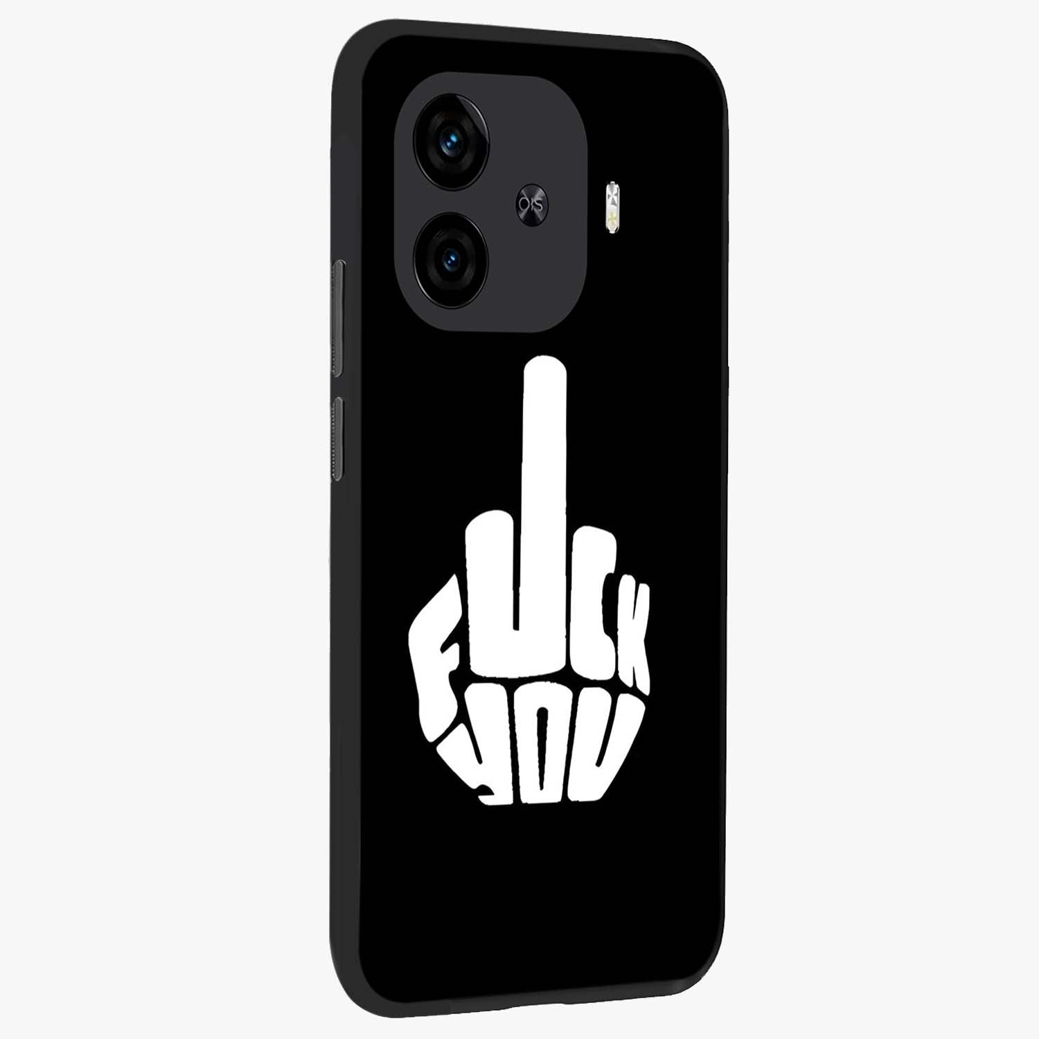 Rebel Mode On Glass Case upright view showcasing striking statement artwork with bold rebellious theme.
