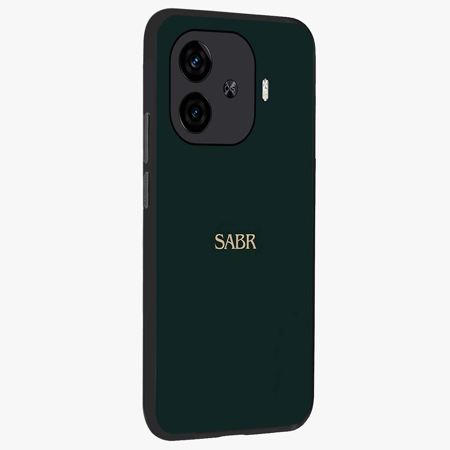 Sabr Minimal Patience Glass Case upright view showcasing calm minimalist artwork with motivational patience theme.