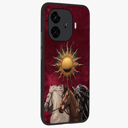 Solar Riders Glass Case upright view showcasing energetic rider artwork with bold adventure theme.