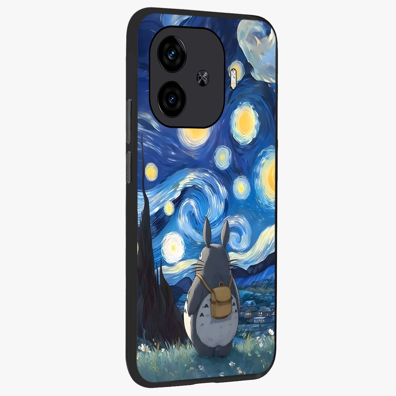 Totoro In Van Gogh Art Glass Case upright view showcasing creative character artwork with painterly artistic theme.