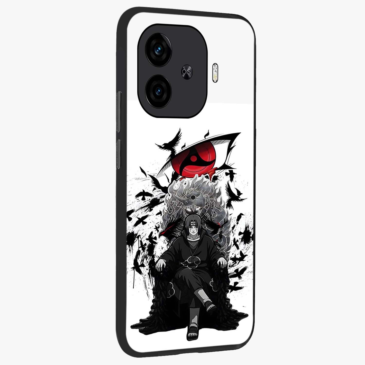 Uchiha Shadow Throne Glass Case upright view showcasing magical underwater galaxy artwork with vibrant cosmic theme.