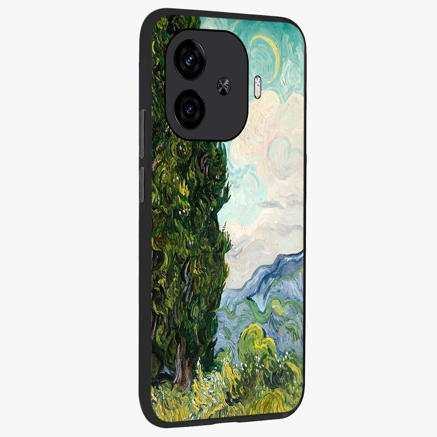Van Gogh Vintage Art Glass Case upright view showcasing elegant vintage painting artwork with artistic heritage theme.