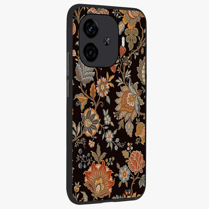 Vintage Floral Dream Glass Case upright view showcasing delicate floral artwork with timeless vintage theme.