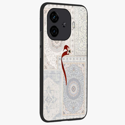 White Aesthetic Bow Glass Case upright view showcasing delicate ribbon bow artwork with cute minimalist theme.