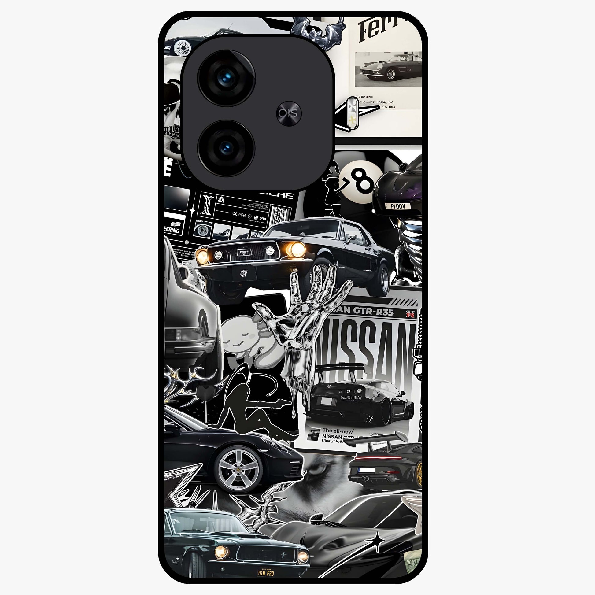 Aesthetic Dark Love Glass Case showing flat back view with dark romantic artwork and glossy glass finish.