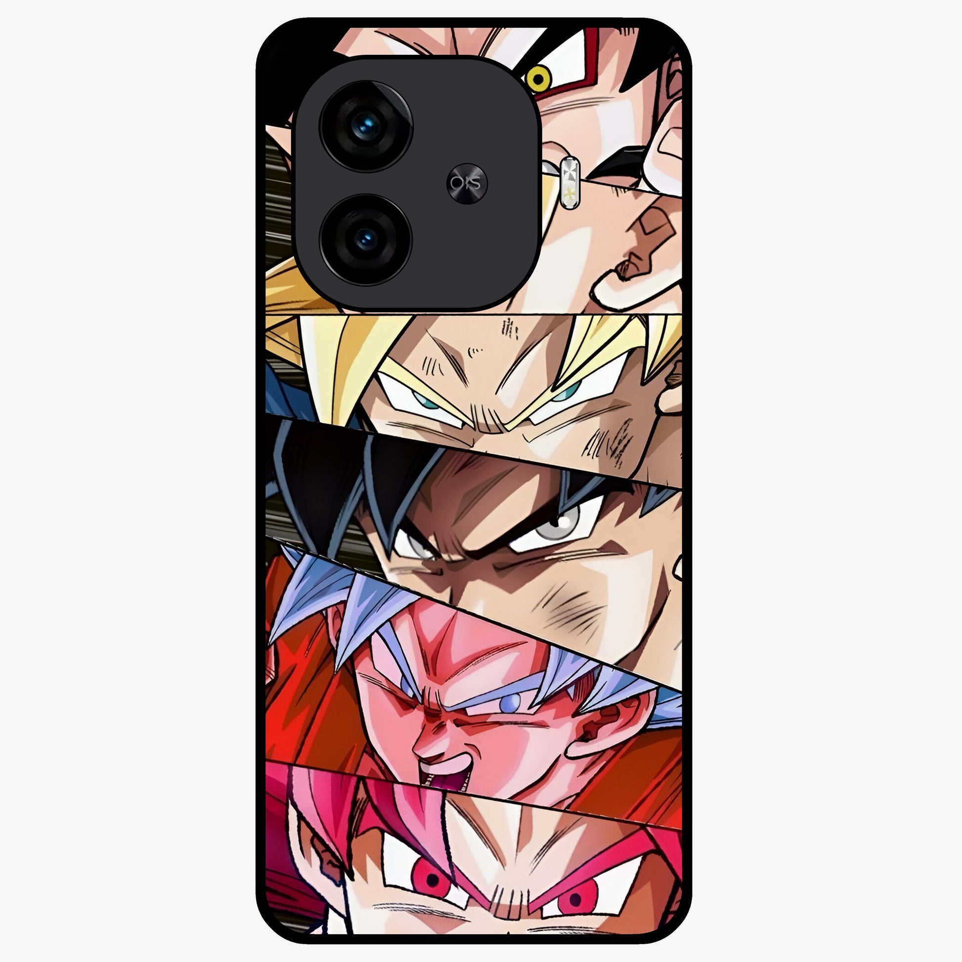 Anime Character Glass Case showing flat back view with vibrant anime artwork and glossy glass finish.