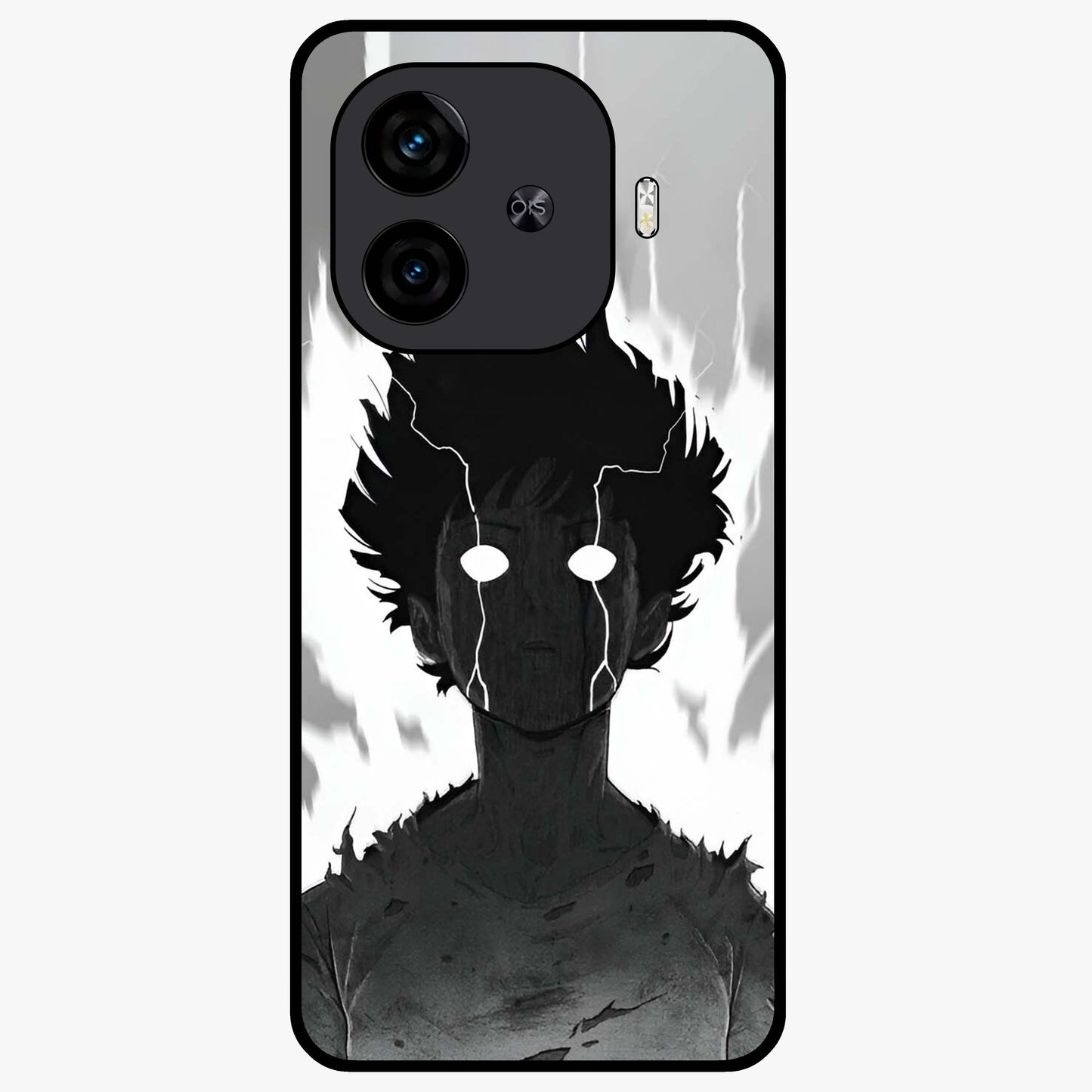 Awakened Inner Rage Glass Case showing flat back view with intense artistic artwork and glossy glass finish.