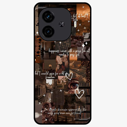 Bittersweet Aesthetic Chaos Glass Case showing flat back view with artistic chaotic aesthetic design and glossy glass finish.