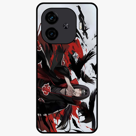 Crimson Crow Illusion Glass Case showing flat back view with artistic crow illusion artwork and glossy glass finish.