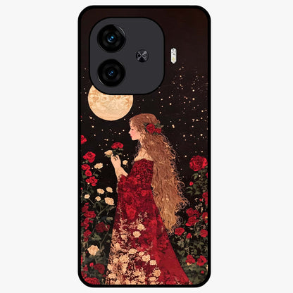 Crimson Dreams Glass Case showing flat back view with dreamy crimson artwork and glossy glass finish.