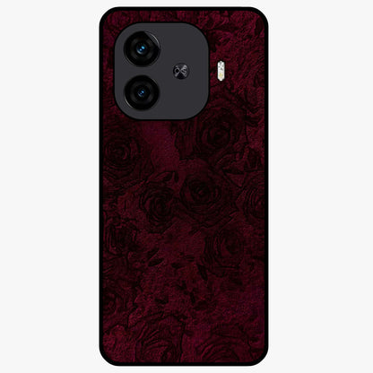 Crimson Fade Flow Glass Case showing flat back view with flowing crimson gradient artwork and glossy glass finish.