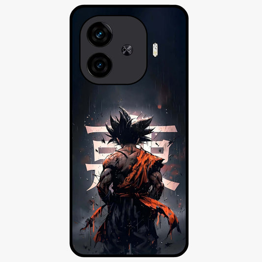 Dark Warrior In Rain Glass Case showing flat back view with warrior artwork in rainy atmosphere and glossy glass finish.