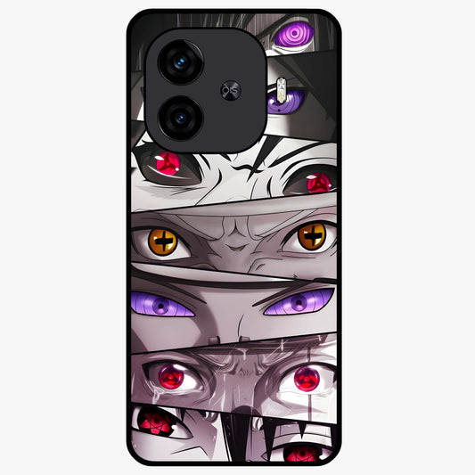 Eyes of Destiny Glass Case showing flat back view with striking eye themed artwork and glossy glass finish.
