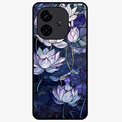 Gloss Petal Rush Glass Case showing flat back view with glossy flower petal artwork and smooth glass finish.