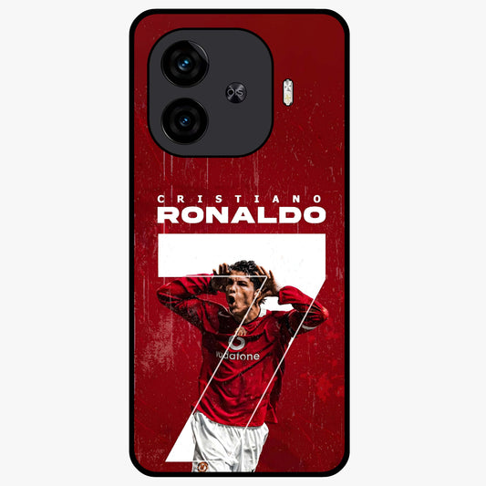 Goal Celebration Legacy Glass Case showing flat back view with football celebration inspired artwork and glossy glass finish.