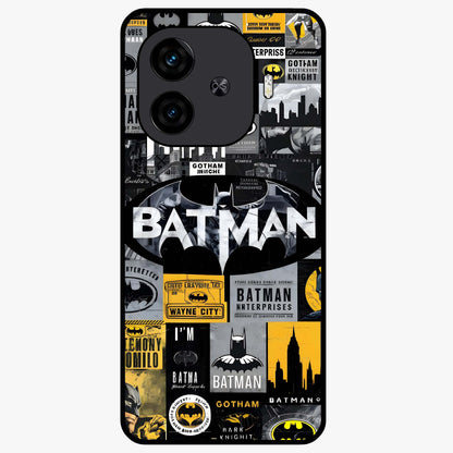 Knight Gotham Rise Glass Case showing flat back view with dark hero inspired artwork and glossy glass finish.
