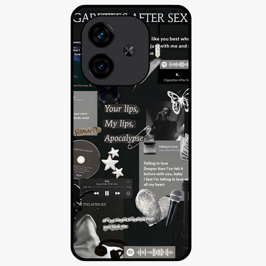 Midnight Love Echo Glass Case showing flat back view with romantic midnight themed artwork and glossy glass finish.