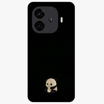 Midnight Panda Love Glass Case showing flat back view with cute panda themed artwork and glossy glass finish.