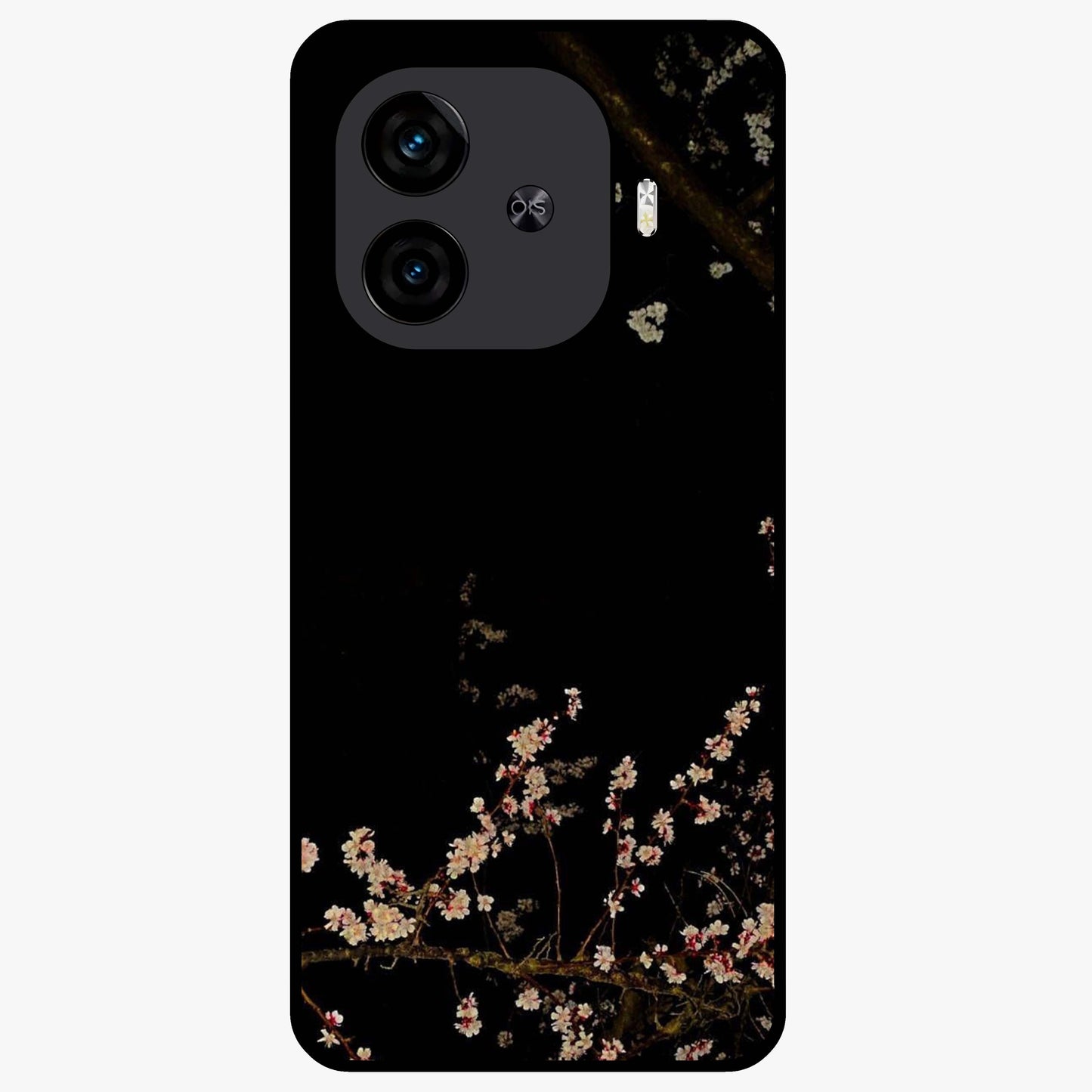 Petal Moon Light With Custom Name Glass Case showing flat back view with floral moonlight artwork and personalized name design.