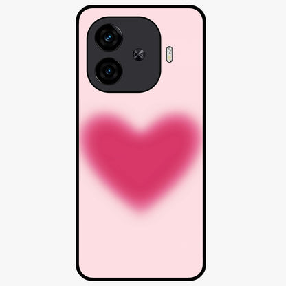 Pink Aura Heart Glass Case showing flat back view with glowing heart artwork and glossy glass finish.