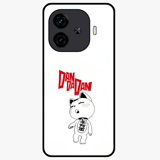 Playful Spirit Charm Glass Case showing flat back view with cheerful charm themed artwork and glossy glass finish.