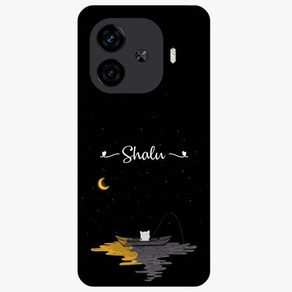 Silent Night Row Glass Case showing flat back view with calm night themed artwork and glossy glass finish.