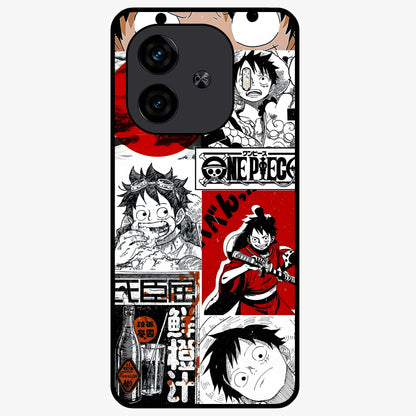 Strawhat Chaos Panels Glass Case showing flat back view with anime inspired chaos panel artwork and glossy glass finish.