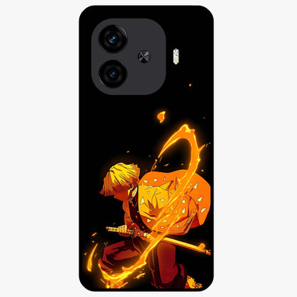 Thunder Flame Execution Glass Case showing flat back view with powerful flame and lightning artwork and glossy glass finish.