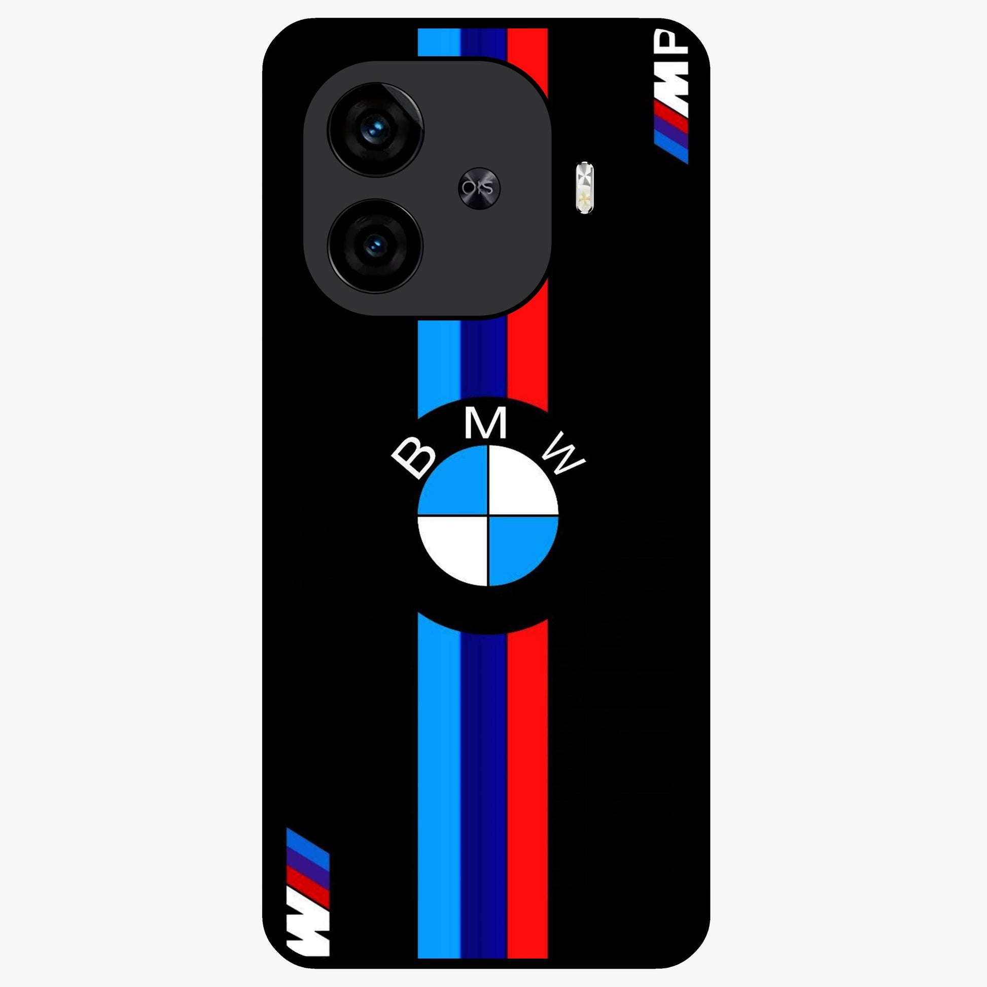 Turbo BMW Beast Glass Case showing flat back view with high performance sports car artwork and glossy glass finish.
