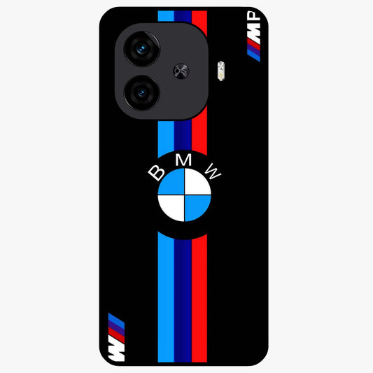 Turbo BMW Beast Glass Case showing flat back view with high performance sports car artwork and glossy glass finish.
