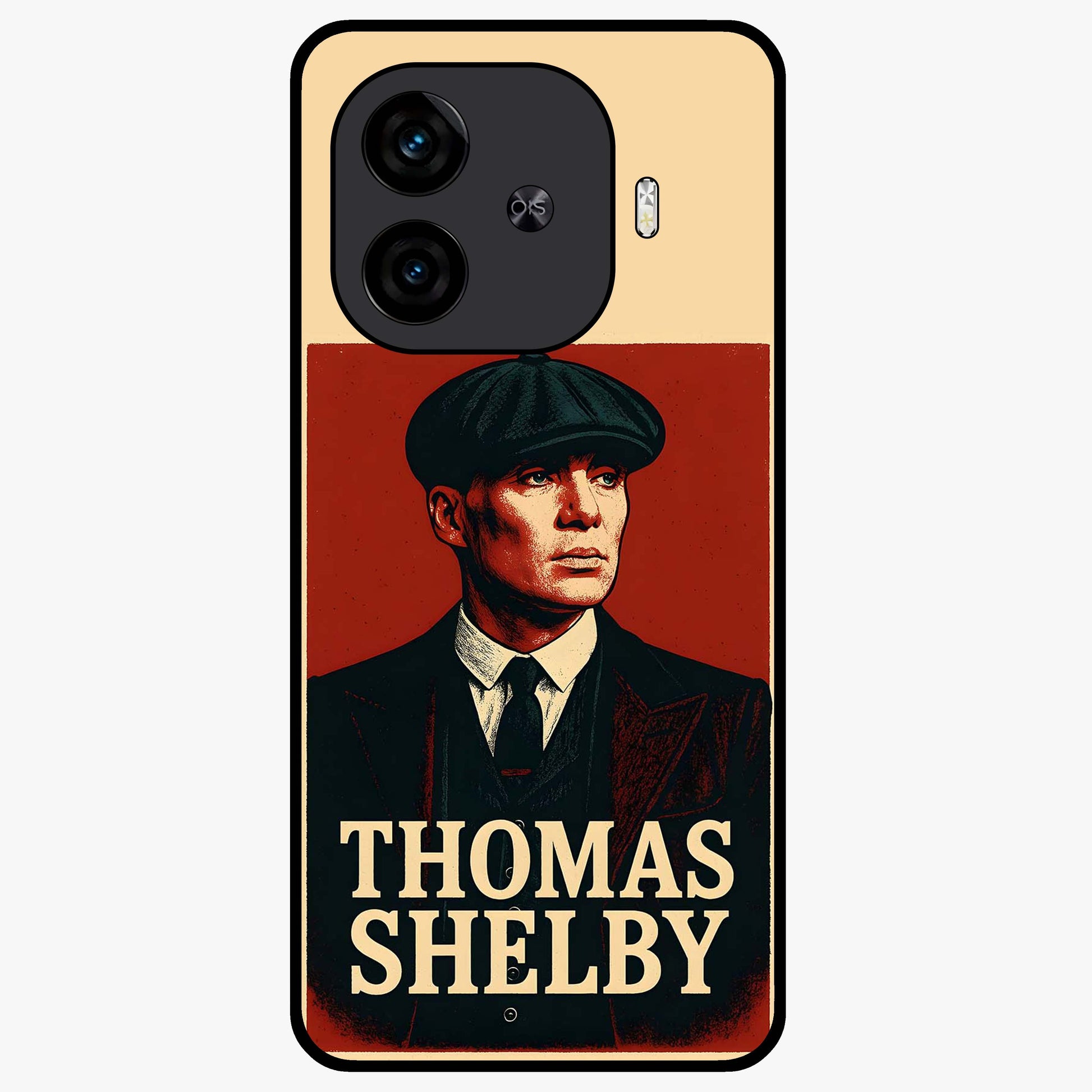Vintage Mafia Authority Glass Case showing flat back view with bold vintage mafia inspired artwork and glossy glass finish.