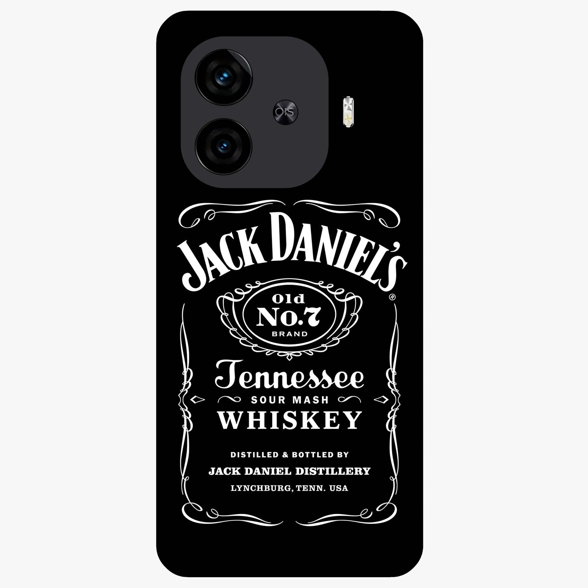 Vintage Whiskey Heritage Glass Case showing flat back view with classic whiskey inspired artwork and glossy glass finish.