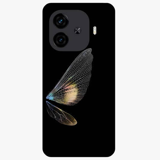 Whispers Of Wings Glass Case showing flat back view with graceful wing inspired artwork and glossy glass finish.