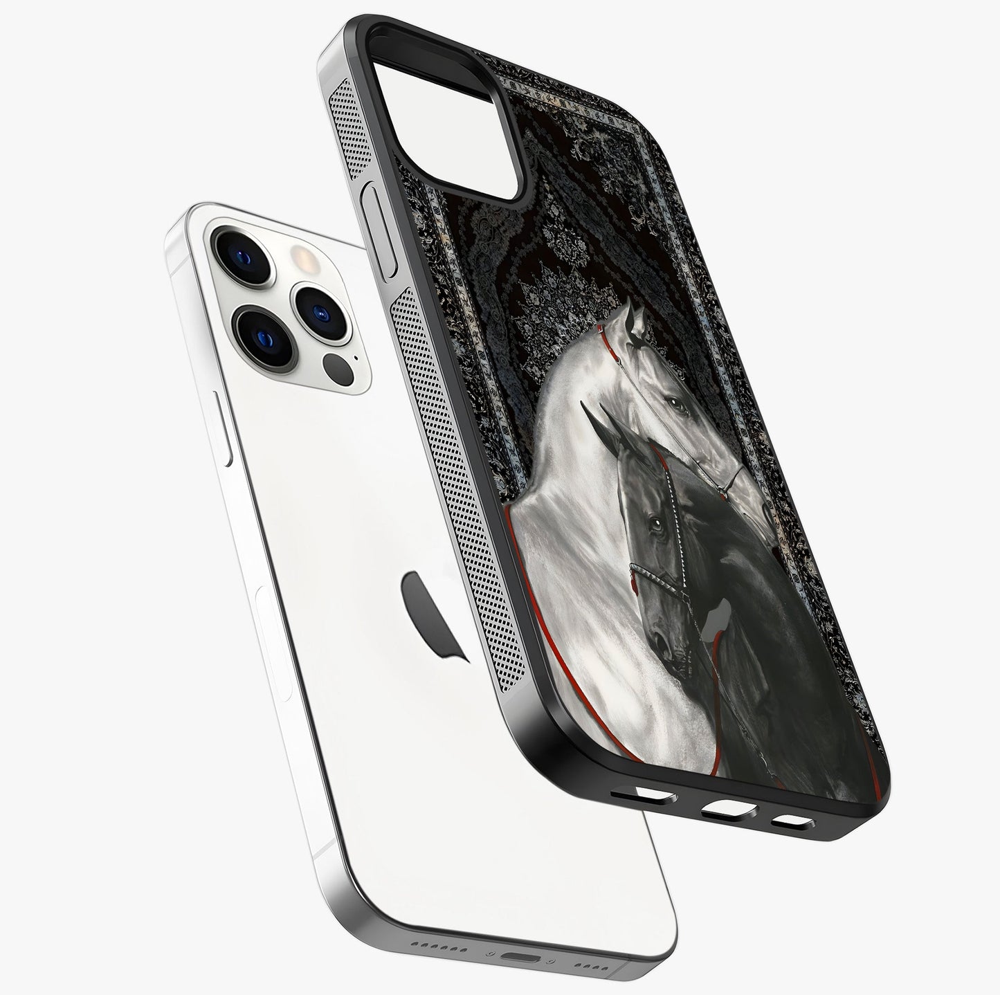 Majestic Ride Legacy Glass Case laid diagonally highlighting side profile, edges and glossy glass shine.
