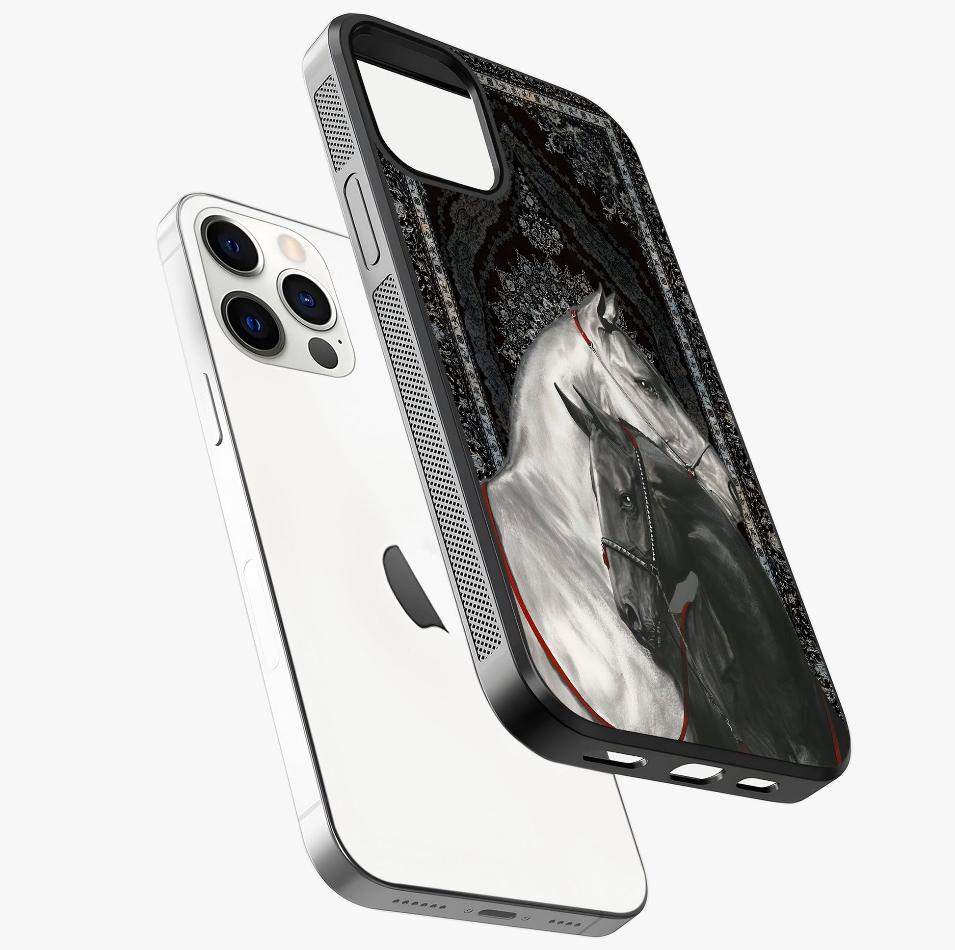 Majestic Ride Legacy Glass Case laid diagonally highlighting side profile, edges and glossy glass shine.