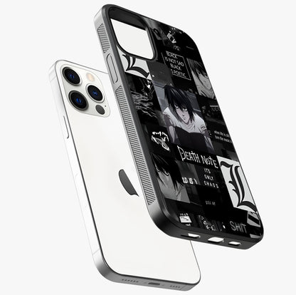 Midnight Chaos Mind Glass Case laid diagonally highlighting side profile, edges and glossy glass shine.