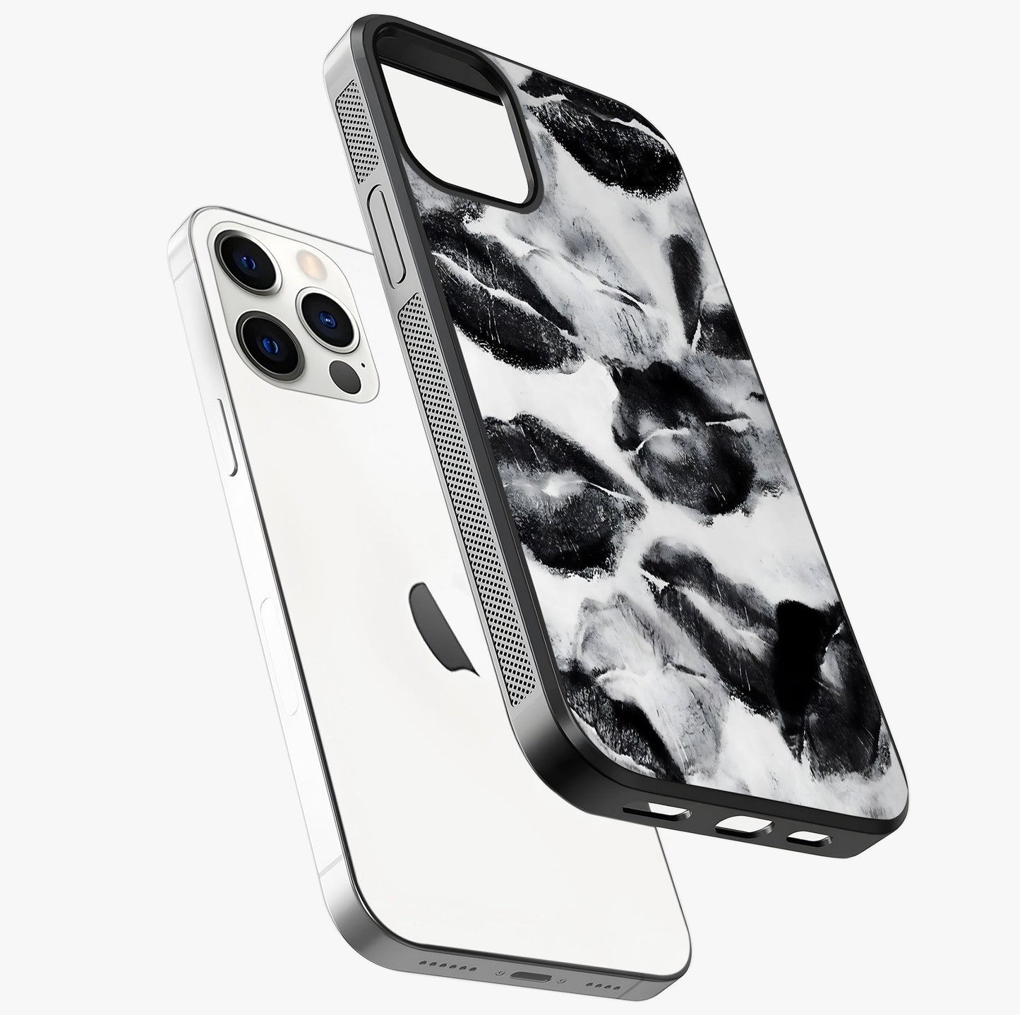 Midnight Kiss Marks Glass Case laid diagonally highlighting side profile, edges and glossy glass shine.