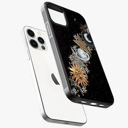Pearls Universe Object Glass Case laid diagonally highlighting side profile, edges and glossy glass shine.
