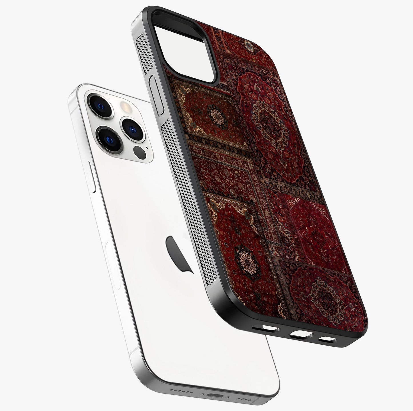 Persian Velvet Tale Glass Case laid diagonally highlighting side profile, edges and glossy glass shine.