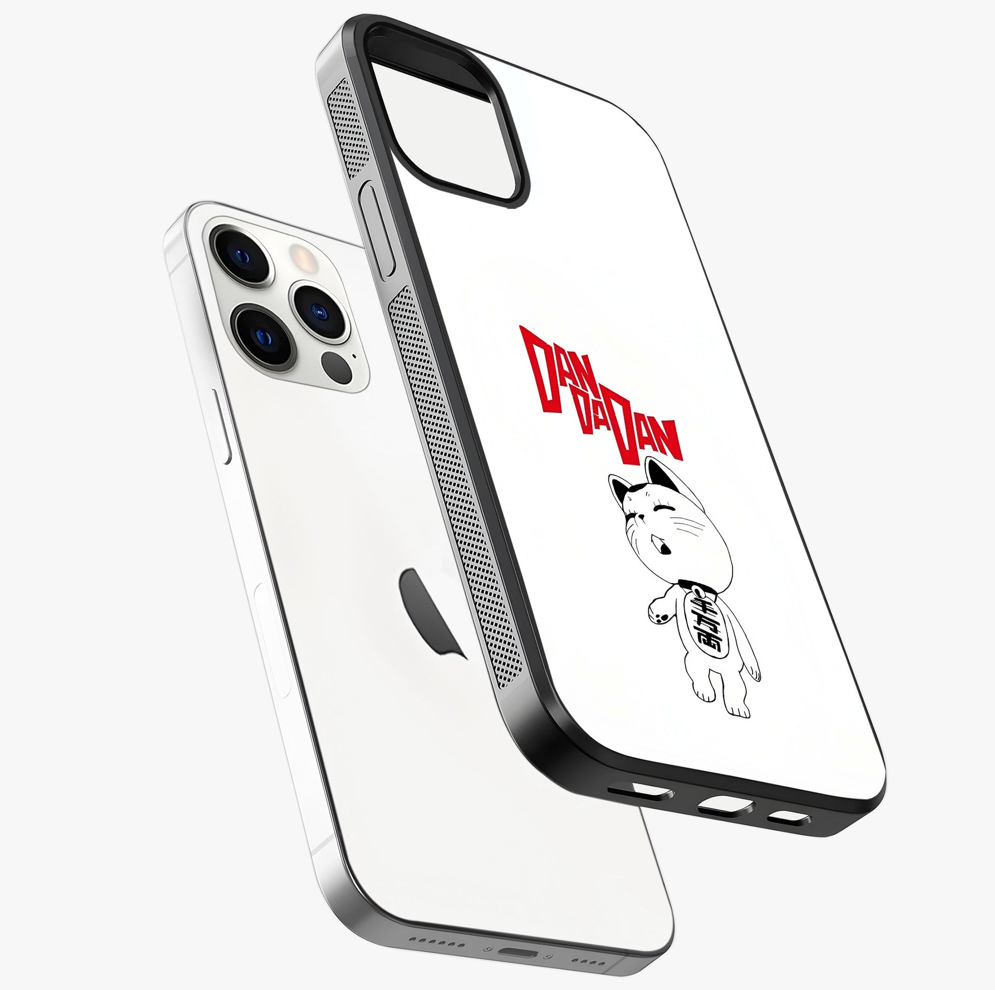Playful Spirit Charm Glass Case laid diagonally highlighting side profile, edges and glossy glass shine.