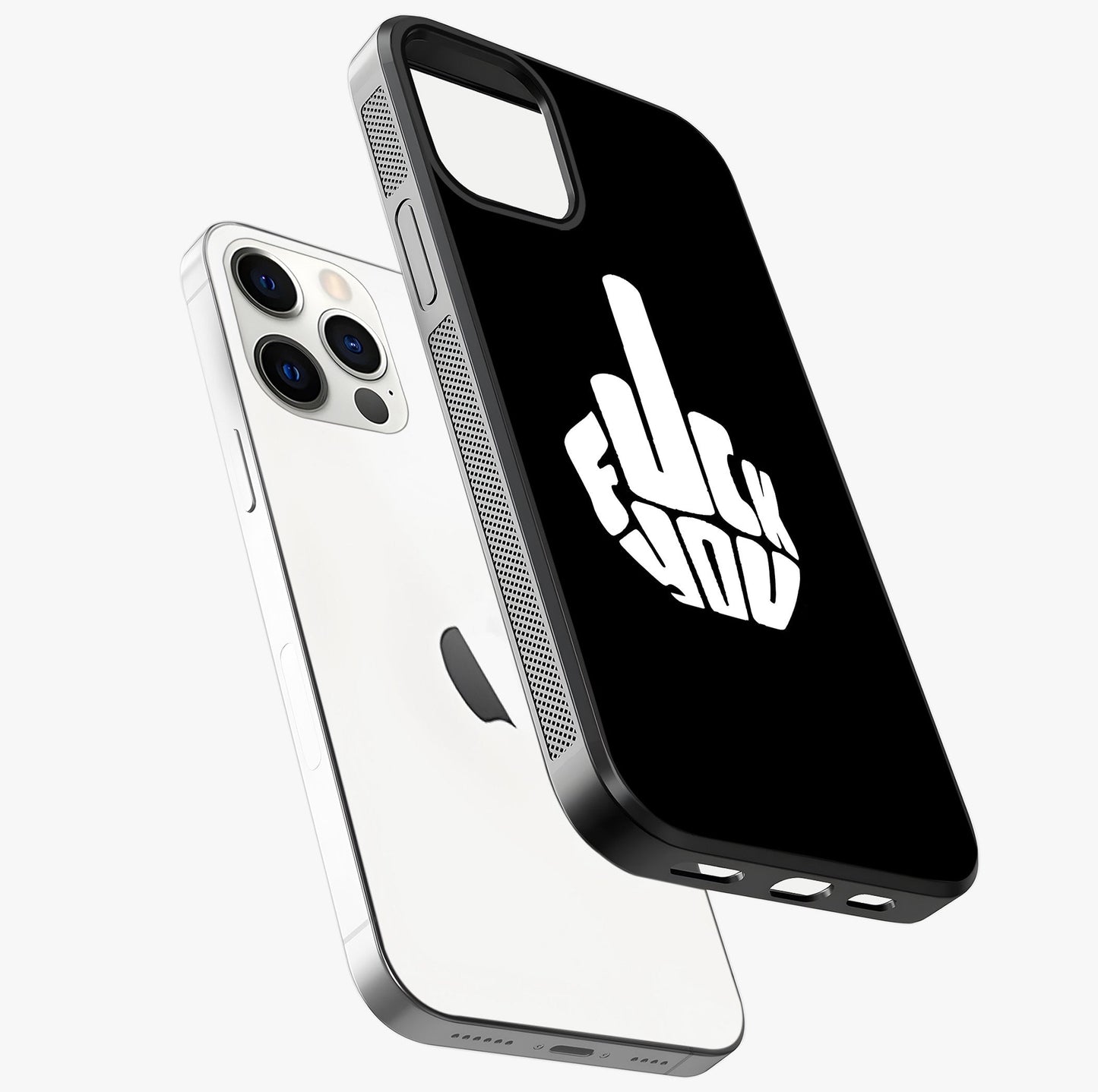 Rebel Mode On Glass Case laid diagonally highlighting side profile, edges and glossy glass shine.