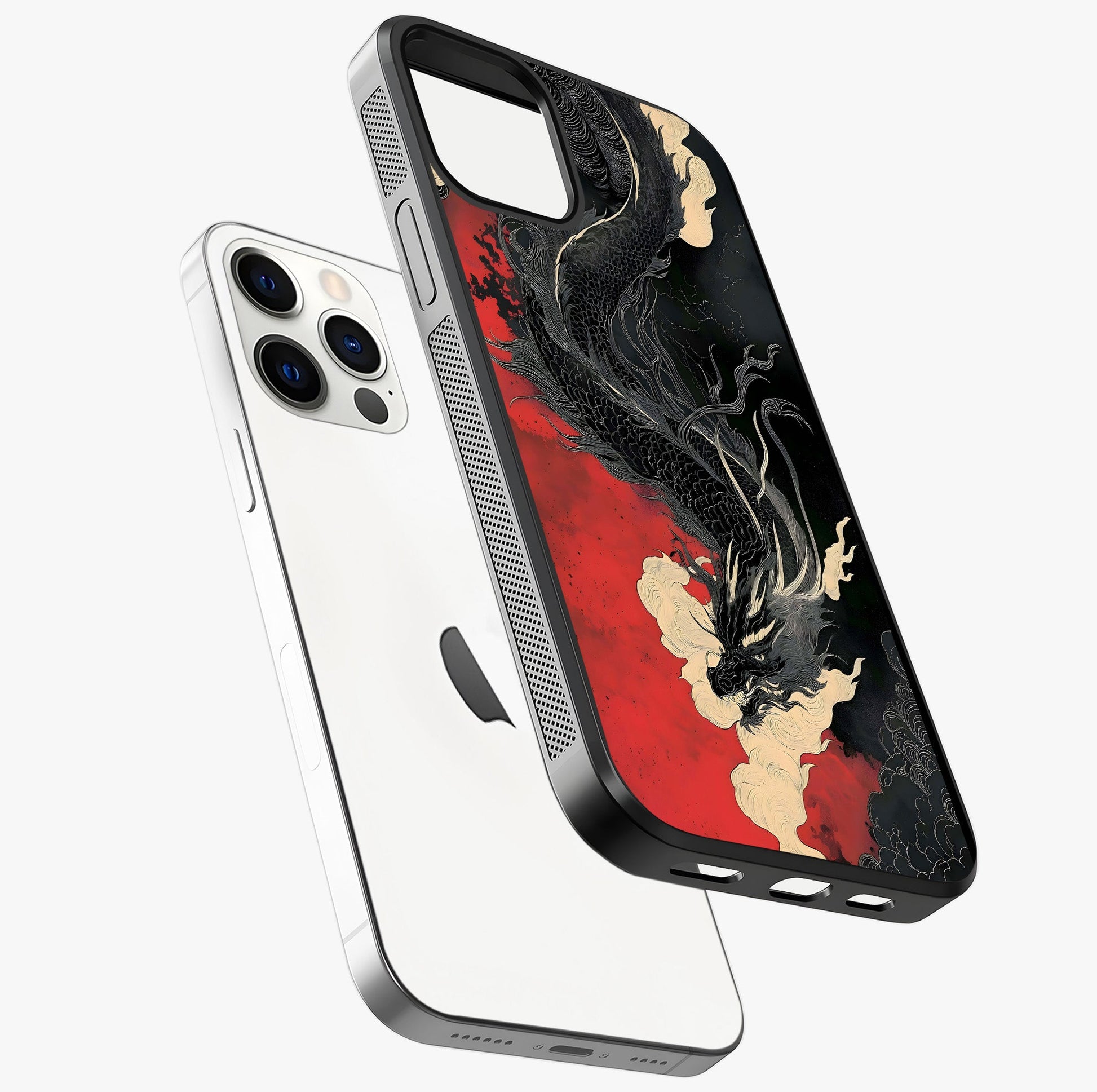 Shadow Dragon Fury Glass Case laid diagonally highlighting side profile, edges and glossy glass shine.