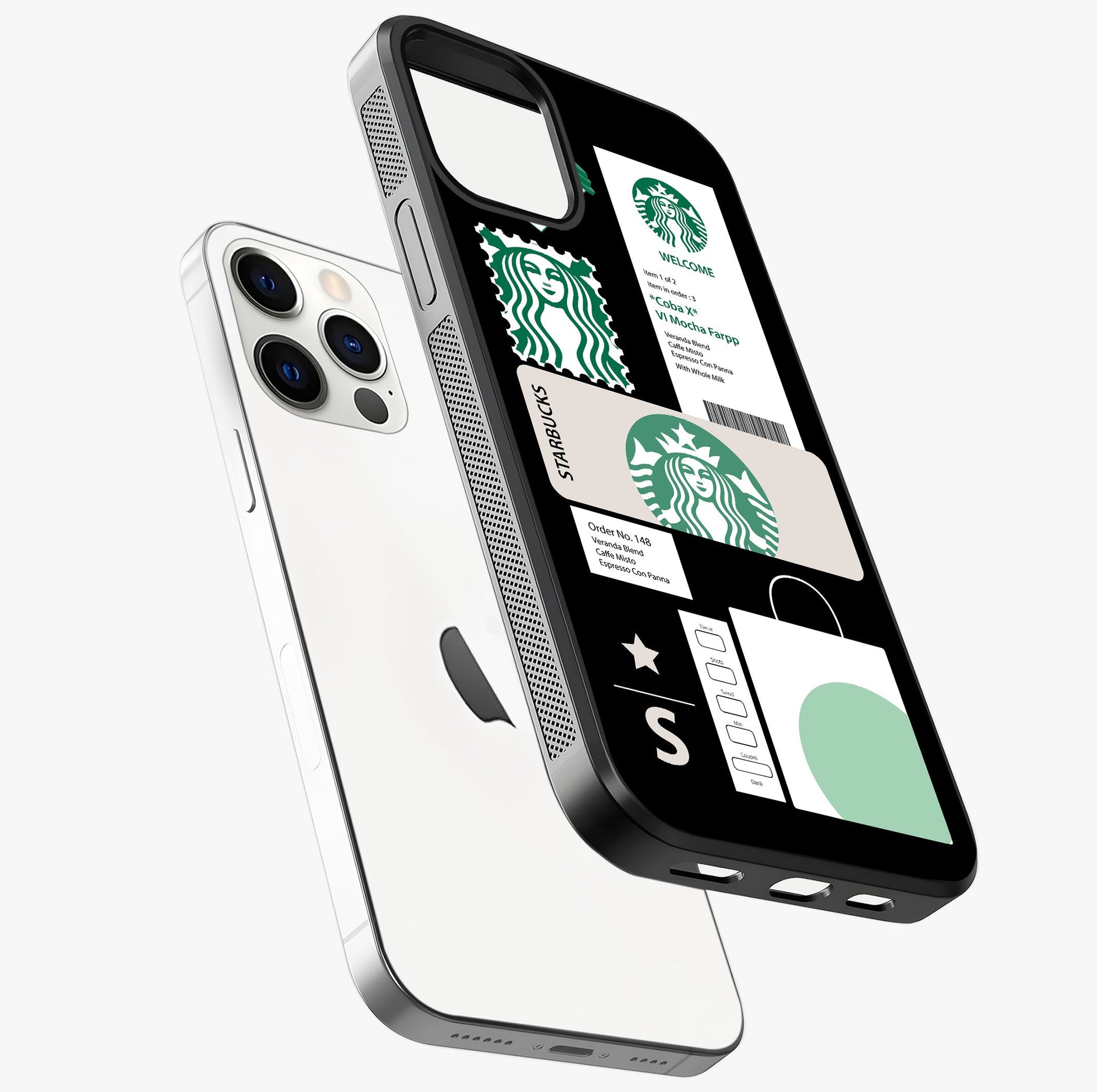Starbucks Mocha Glass Case laid diagonally highlighting side profile, edges and glossy glass shine.