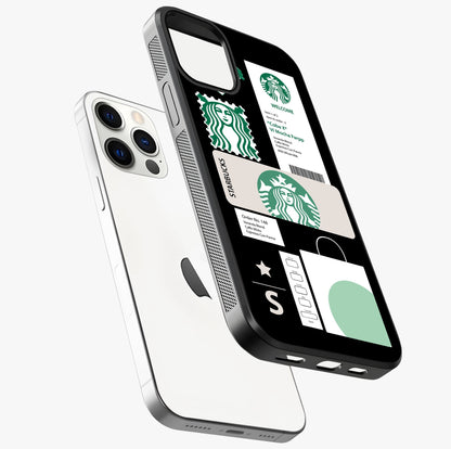 Starbucks Mocha Glass Case laid diagonally highlighting side profile, edges and glossy glass shine.