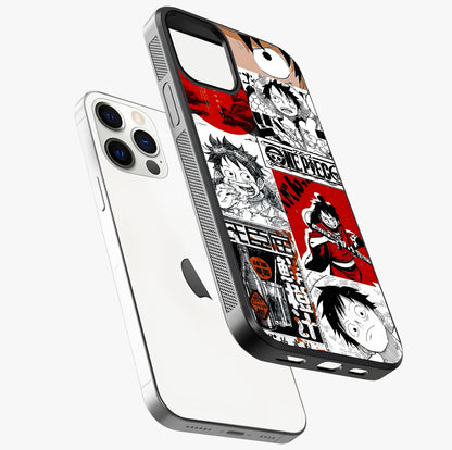 Strawhat Chaos Panels Glass Case laid diagonally highlighting side profile, edges and glossy glass shine.