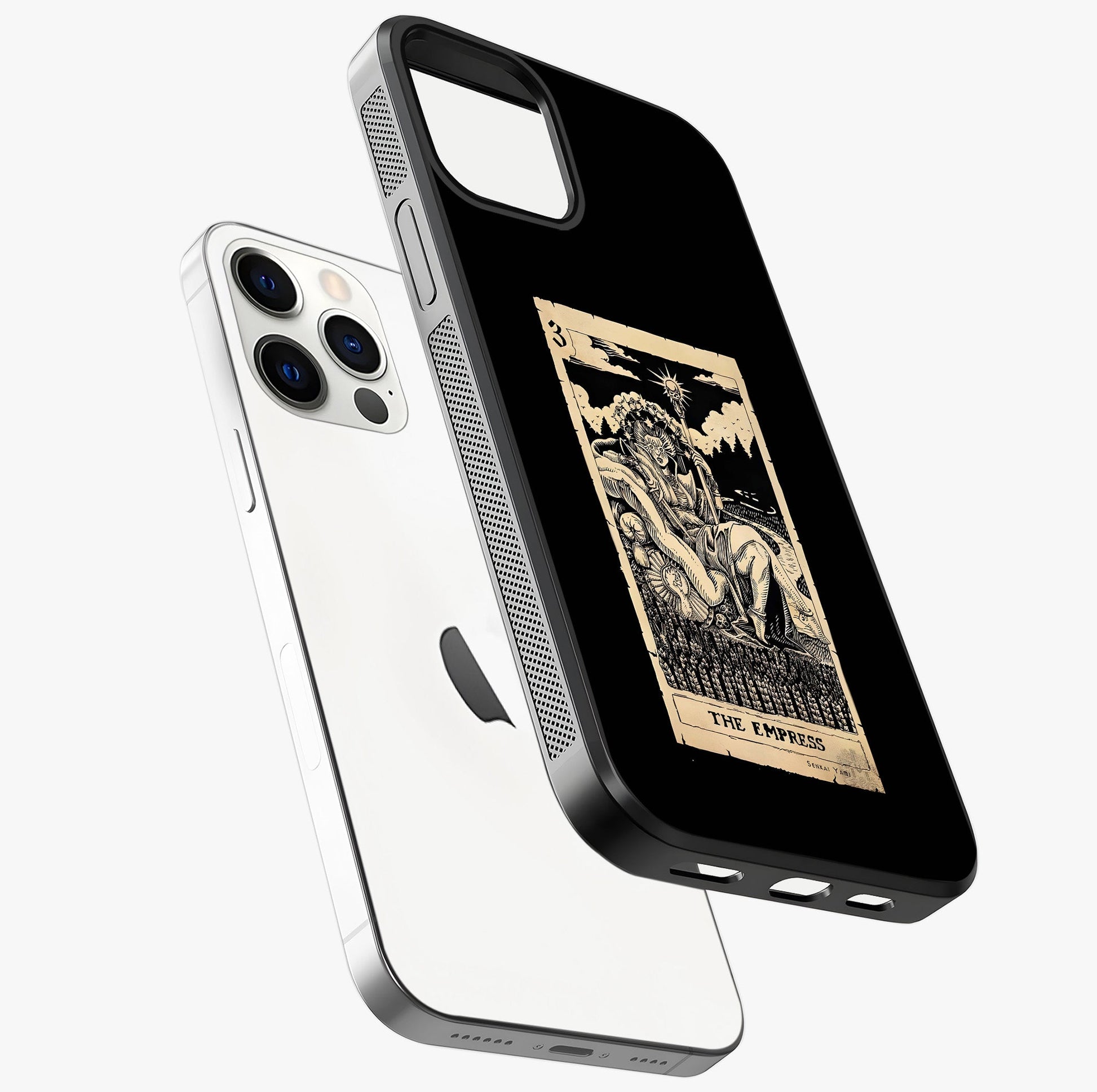 The Empress Glass Case laid diagonally highlighting side profile, edges and glossy glass shine.