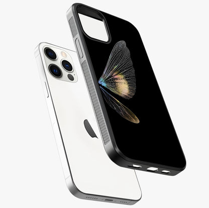 Whispers Of Wings Glass Case laid diagonally highlighting side profile, edges and glossy glass shine.