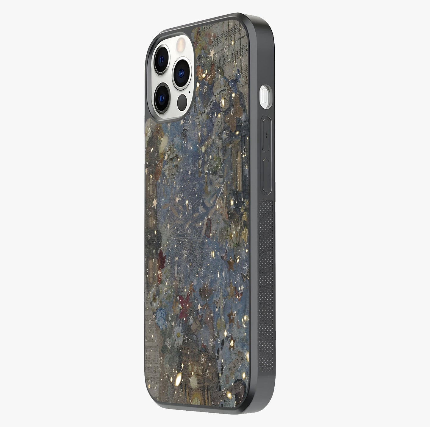 Aesthetic Astrolophia Glass Case photographed in natural light showing reflective finish and design depth.