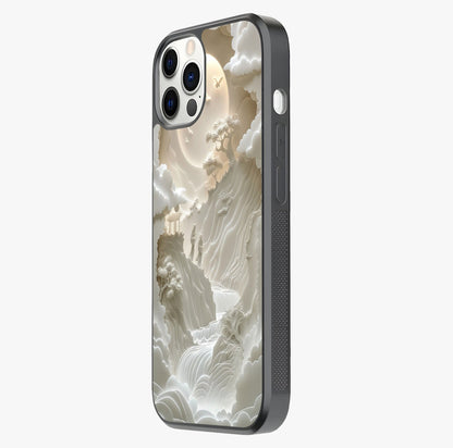 Celestial Origami Glass Case photographed in natural light showing reflective finish and design depth.
